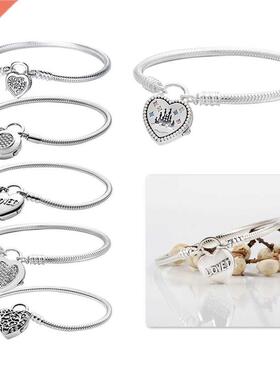 new 925 silver bracelet Lock snake bone chain heart bracelet