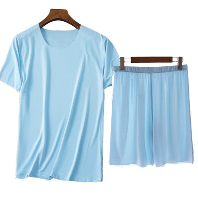 2022 Summer Ice Silk Men Pajama Pijamas Set 4XL Sleepwear Ni