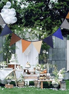 1pcs 2.8m Length 12 Flags Brown Non Woven Fabric Wedding