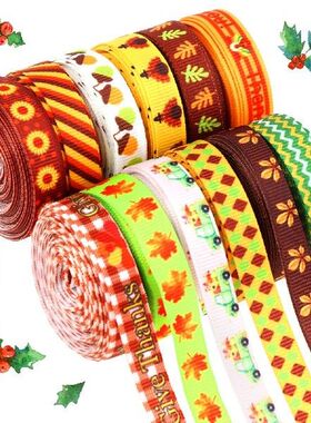 12 Rolls Thanksgiving Wrapping Ribbons 0.39 Inch Wide Fall