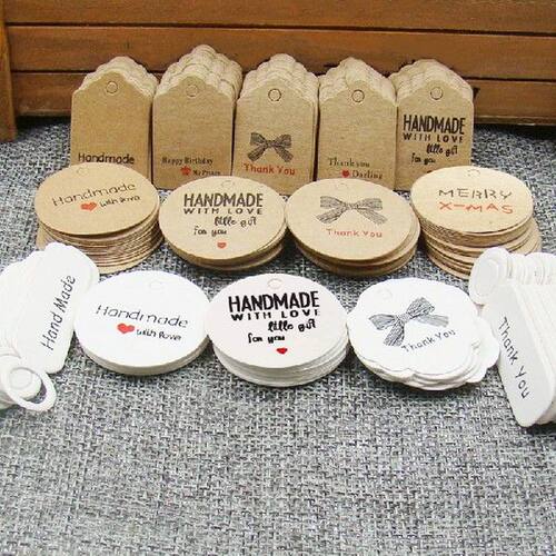 100pcs  Kraft Gift Tags DIY Handmade/Thank You Multi Style