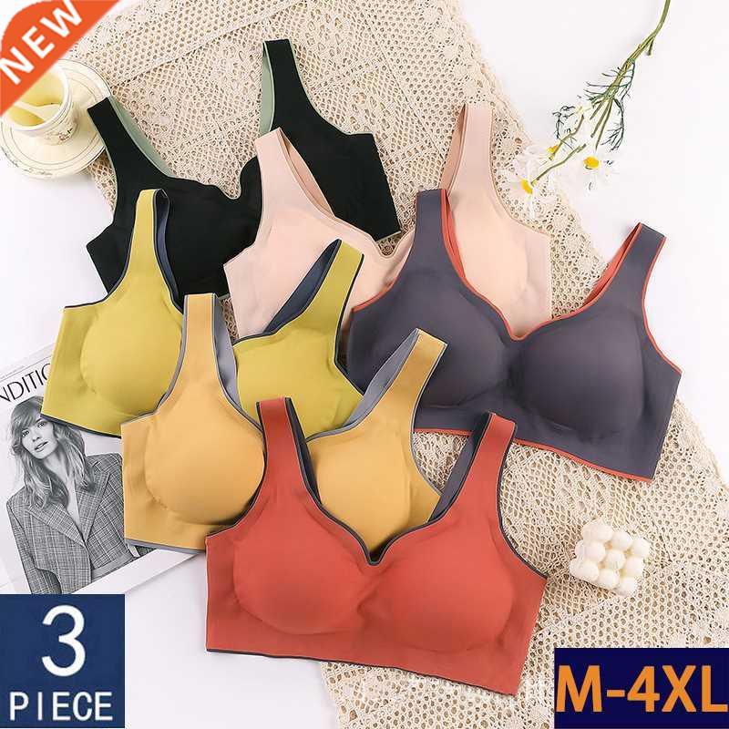 3pcs Latex Plus Size Push Up Bralette Seamless Bras For Wome