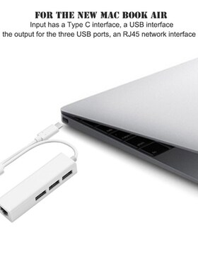 USB Ethernet with 3 Port HUB USB 2.0+Type-C RJ45 Lan Network