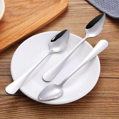 4pc Stainless Steel Grapefruit Spoon Dessert Spoon Serrated