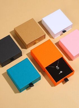 1pc Pull-Out Jewelry Box White Pink Black Necklace Earring