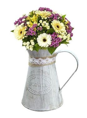Vintage Tin Bucket Iron Flower Vase Retro Metal Jugs For