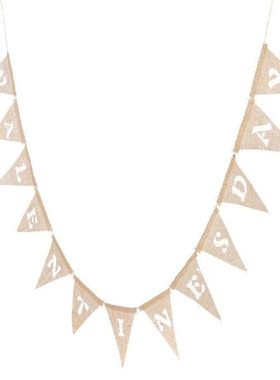 13 Flags Jute Fabric Bunting Banner white lace vintage