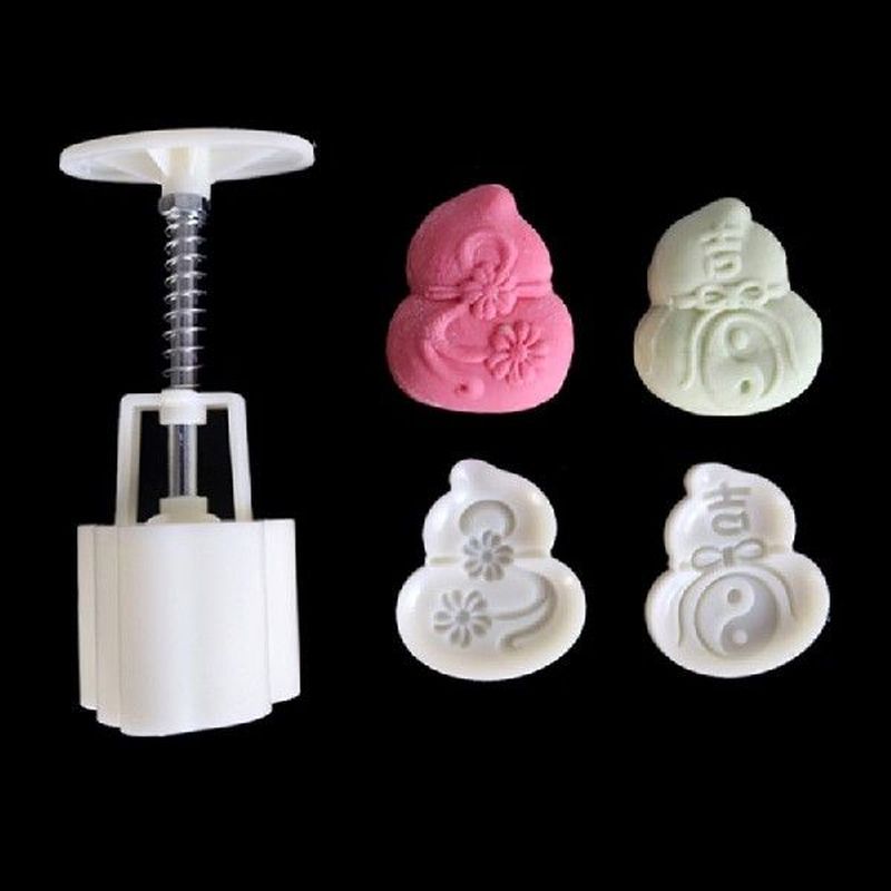 50g Moon Cake Mold 2 Gourd Stamps Barrel Mooncake Hand