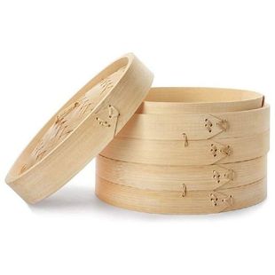 3 Piece Set - Bamboo Steamer Basket - Dumpling & Bun
