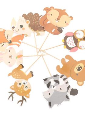 Topper Cupcake Toppers Dessert Cake Animals Toothpicks Card