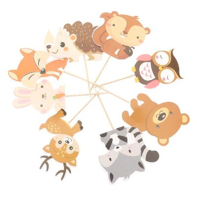 Topper Cupcake Toppers Dessert Cake Animals Toothpicks Card