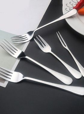 5Pcs Long Handle Dinner Forks Stainless Steel Fruit Dessert