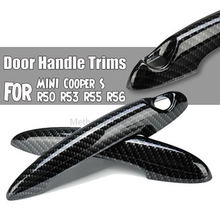 Gloss Black Carbon Fiber Car Door Handle Cover For BMW MINI