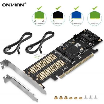 3 in 1 NGFF and mSATA SSD Adapter Card M.2 NVME to PCIe 16X/