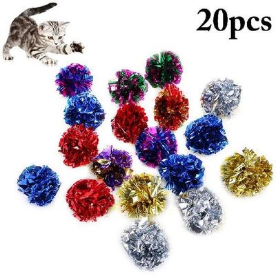 20pcs Crinkle Ball Cat Toy Colorful Ball Interactive Pet