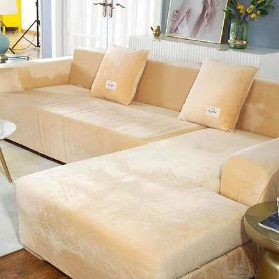Plush Sofa Cover Velvet Elastic Leather Corner Sectional