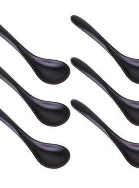 6pcs Black Imitation Porcelain Soup Spoon Melamine Soup Spoo