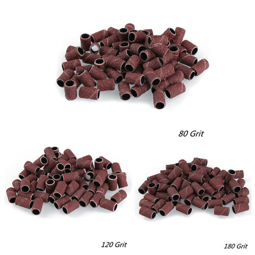 60# 120# 180# Nail Art Sanding Cap Bands Gel Polish Remover