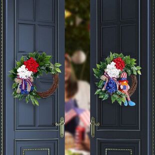 4th of July Wreath Patriotic Hydrangea Wreath with Ribbons