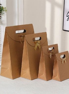 10pcs Kraft Paper Bags With Bowknot For Wedding Birthday