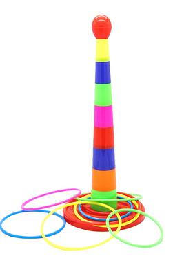 Colorful Sport Ring Toss Game Set Circle Ferrule Stacked