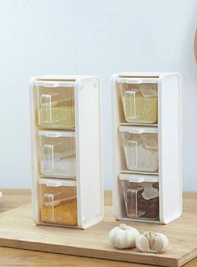 Empty Household Spice Jars with Spoon 3 Clear Seasoning Box