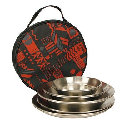 Stainless Steel Dinner Plate Set 12pcs Reusable Metal