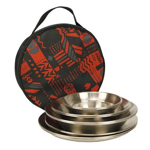 Stainless Steel Dinner Plate Set 12pcs Reusable Metal