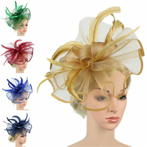 Top Grade Women Big Flower Fascinator Hair Clip Feathers Top
