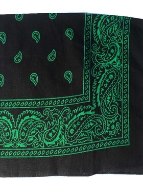 Black and Green Paisley Bandana  Head Wear Bands Scarf Neck