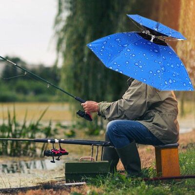 Outdoor Portable Rain Umbrella Hat Foldable Head Umbrella