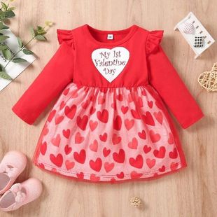 My 1st Valentine's Day Clothes Dress For Baby Girl Lette