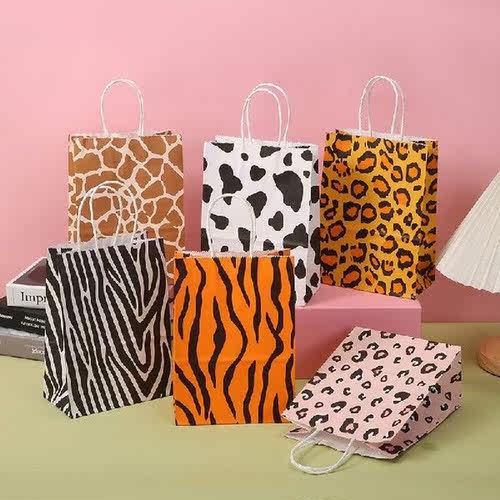 5Pcs Jungle Theme Party Candy Bag With Handles Animal