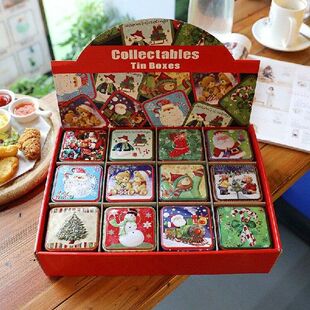 12PCS Christmas Small Square Box Tin Packaging Gift Box for