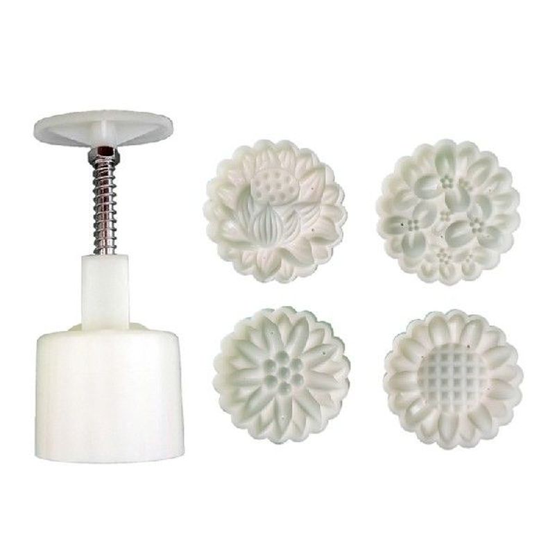 Plastic Mooncake Mold 75g Flower Stamp Cookie Cutter Mould