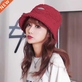Lamb Faux Fur Bucket Hat Winter Warm Teddy Velvet Hats Women