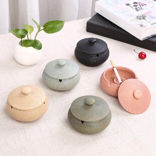New Creative Ceramic Ashtrays Portable Round Pot