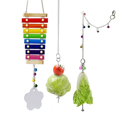 3Pcs Chicken Toys,Chicken Xylophone Toy Veggies Hanging Feed
