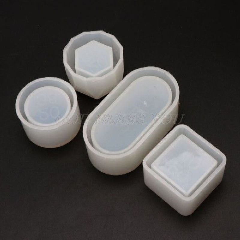 2020 New 4Pcs DIY Box Silicone Resin Molds Kit Mini Round