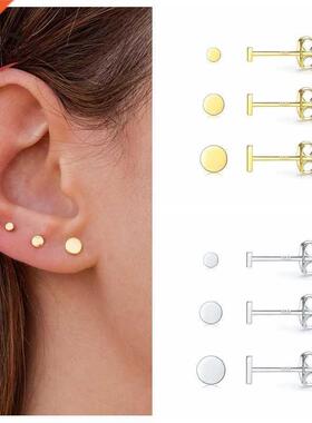 CANNER 3 Pcs Real 925 Sterling Silver Small Cute Simple Stud