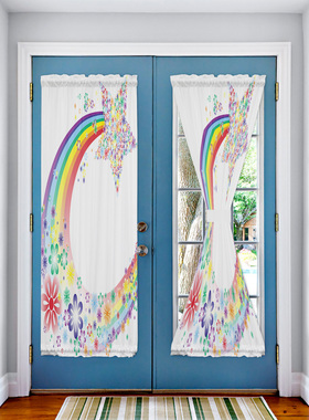 Cartoon Rainbow Star Japanese Door Curtain for Living Room