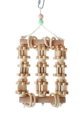 K1MF Mainan Gigit Sedar Kayu Alami Blok Kunyah Burung Bayan