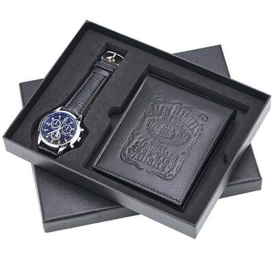 +Men Luxury Watch Gifts Set For Wallet Quartz Wristwatch2pcs