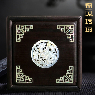 Mother-of-Pearl Lacquer Shell Carving Bracelet Box Small