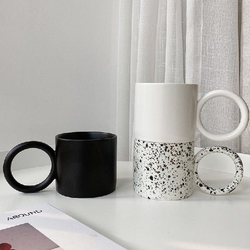 Ceramic Big Round Circle Handle Mugs Creative Personalized