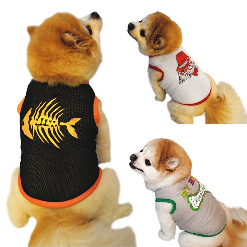 cartoon mesh vest breathable summer clothes for pet dog cat