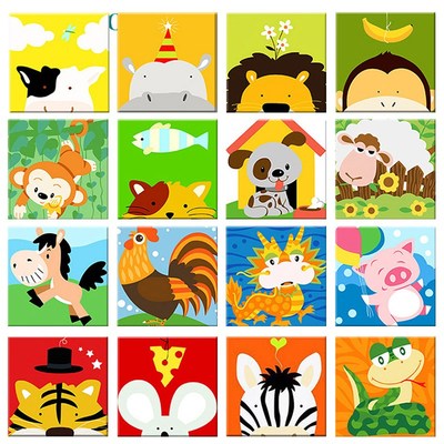 Animals DIY Numbers Painting Kit Kids Image Paint By Numbers
