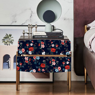 Vintage Flowers Cabinet Stickers Bedroom Sliding Wardrobe