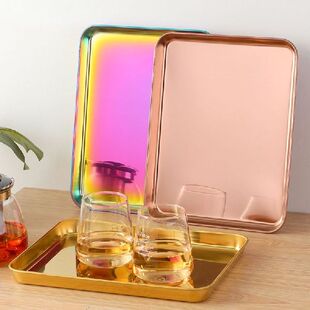 Stainless Steel Gold Tray Serving Trays Food Dessert Plate