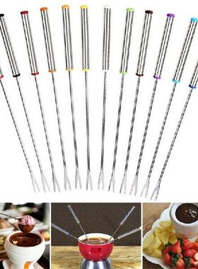 6pcs / Set Stainless Steel Chocolate Fork Cheese Pot Hot